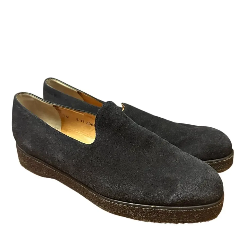 Robert Clergerie Black Suede Slip-On Loafers
